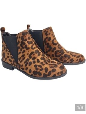 MaxMuxun Boots Women's Leopard Print Faux Suede Boots Size 6 NWOT
